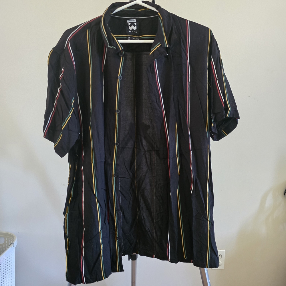 3/$70 Black and Red Lightweight Shirt With Pinstripes